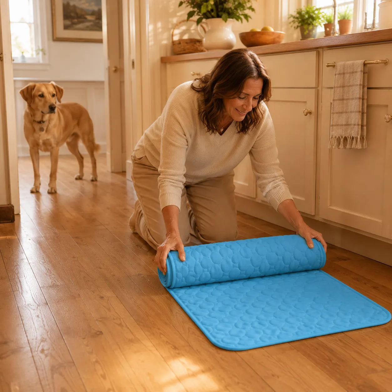 Coolo – Self-Cooling Pet Mat, Ice Silk-like Dog Cooling Pad, No-Freezer Cooling Mat for Dogs
