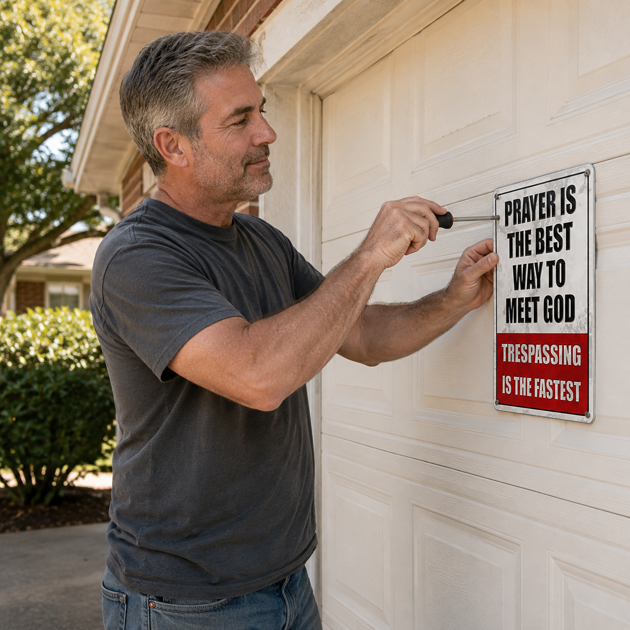 HolyGate – Funny Metal Warning Sign for Fence, Gate, Garage