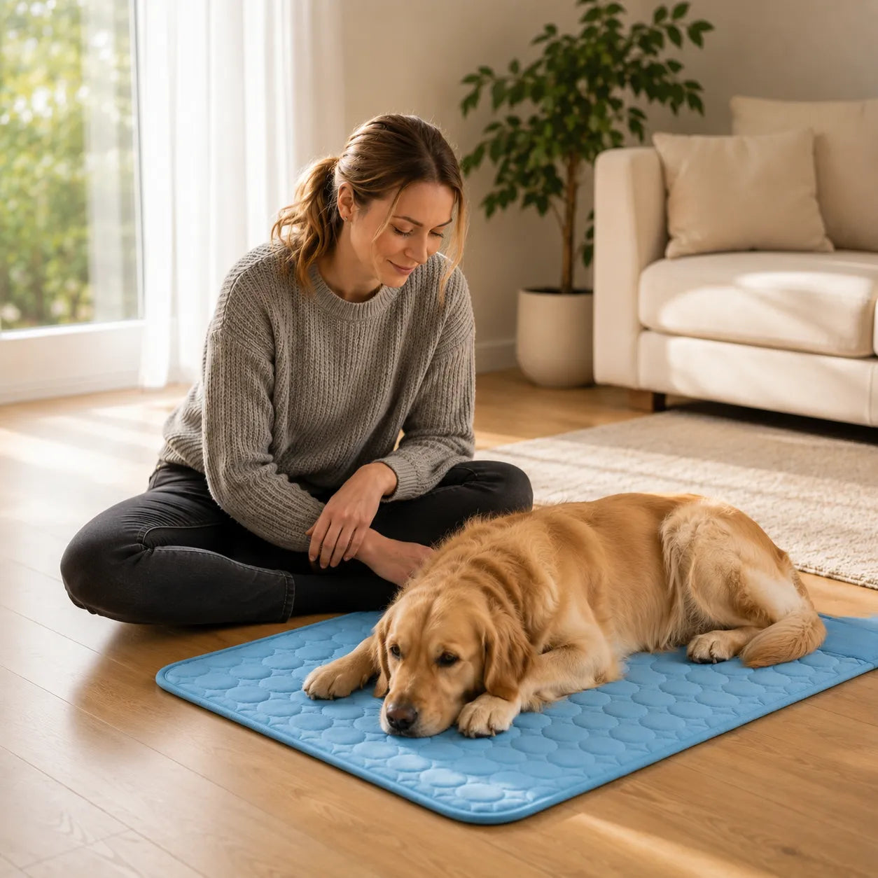 Coolabee – Cooling Mat for Dogs & Cats, No-Freeze Washable Pet Pad