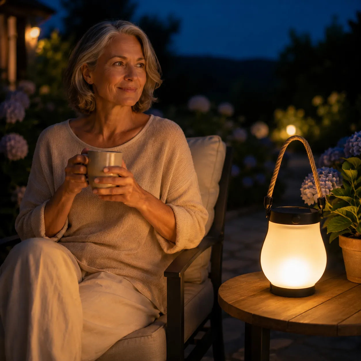 Lumvera – Nordic Solar Lantern with Flame Effect and Rope Handle