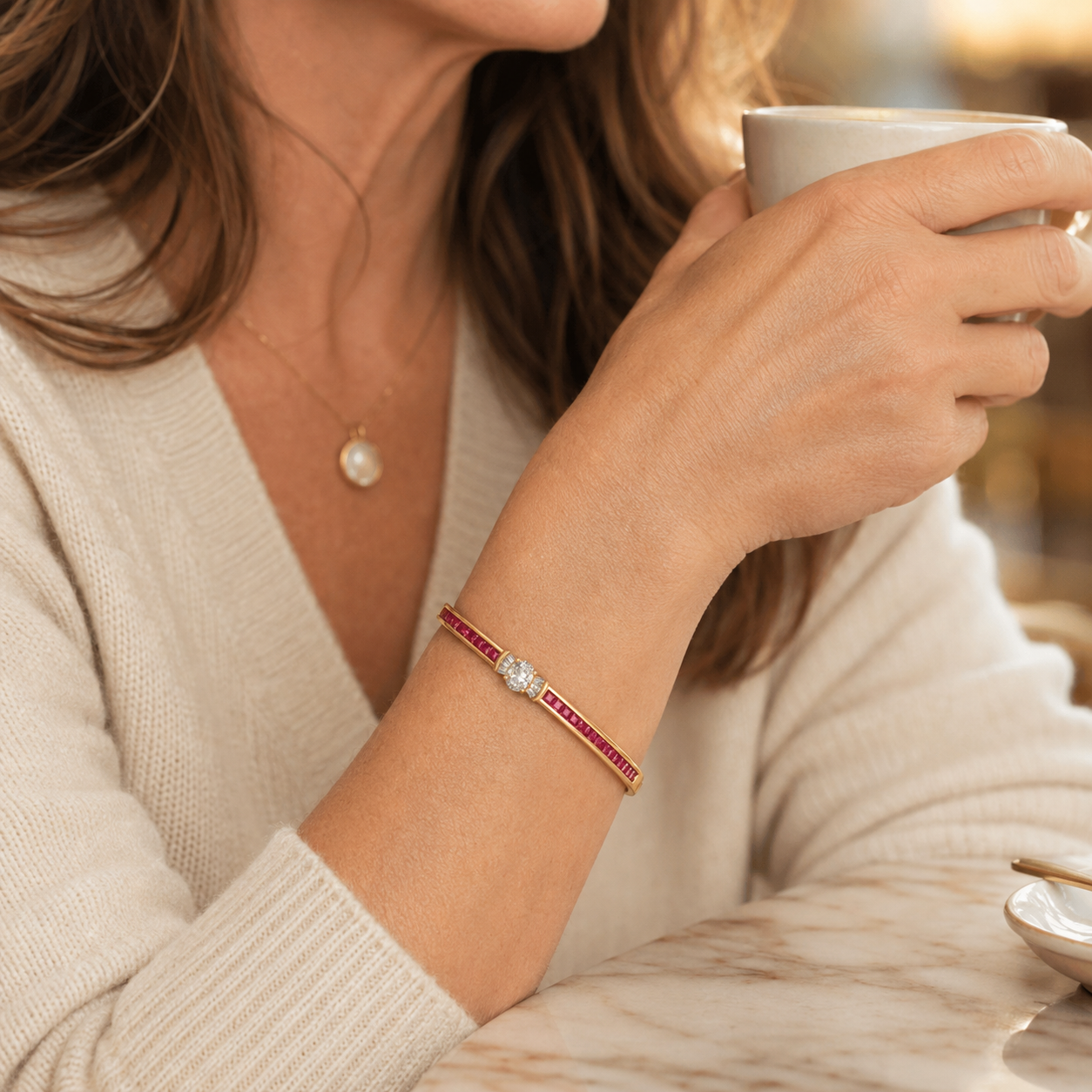Lunavia – Bangle Bracelet with Oval Crystal Center Stone