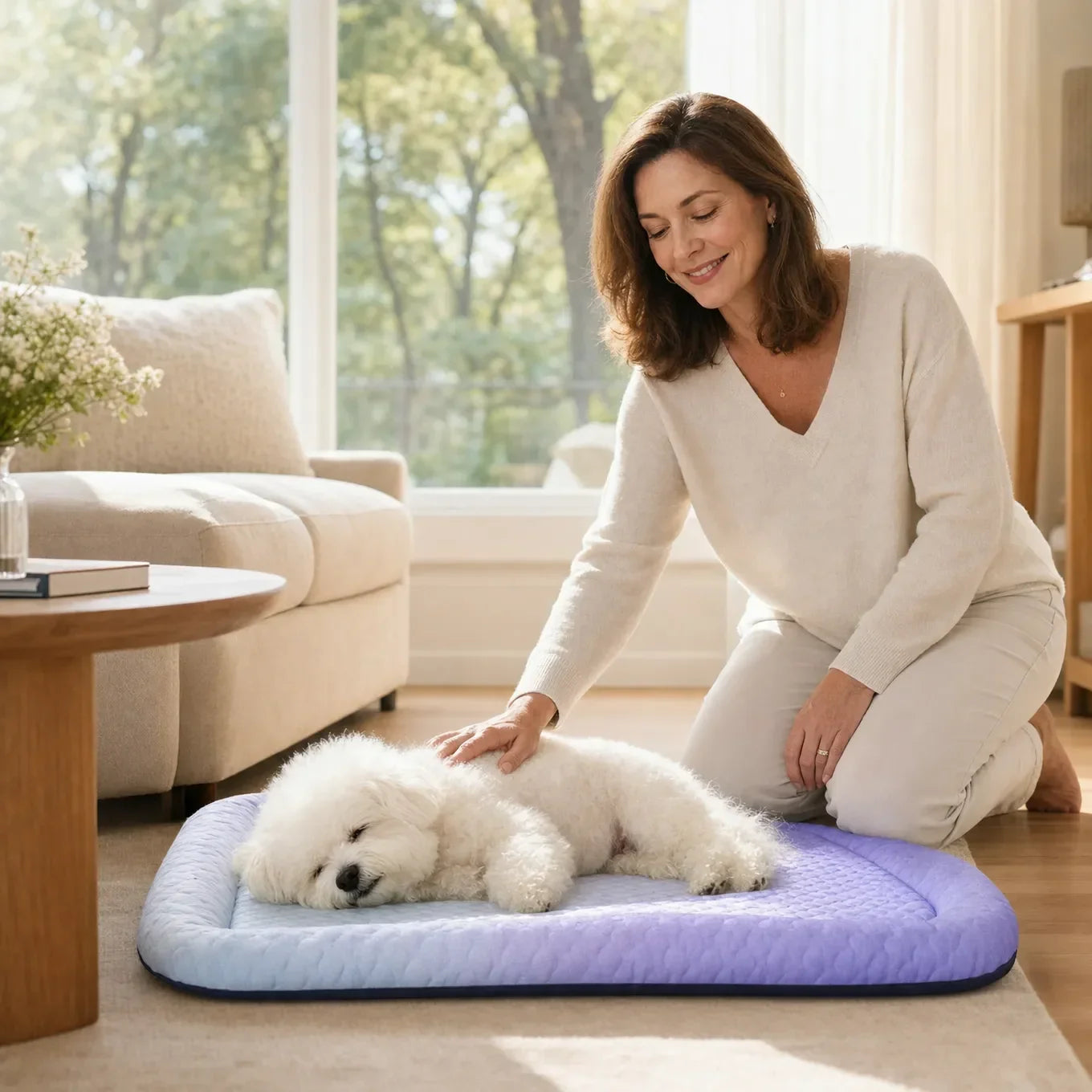 Coolaby – Ice Silk-look Pet Cooling Mat for Dogs and Cats, Padded Non-Slip Summer Bed