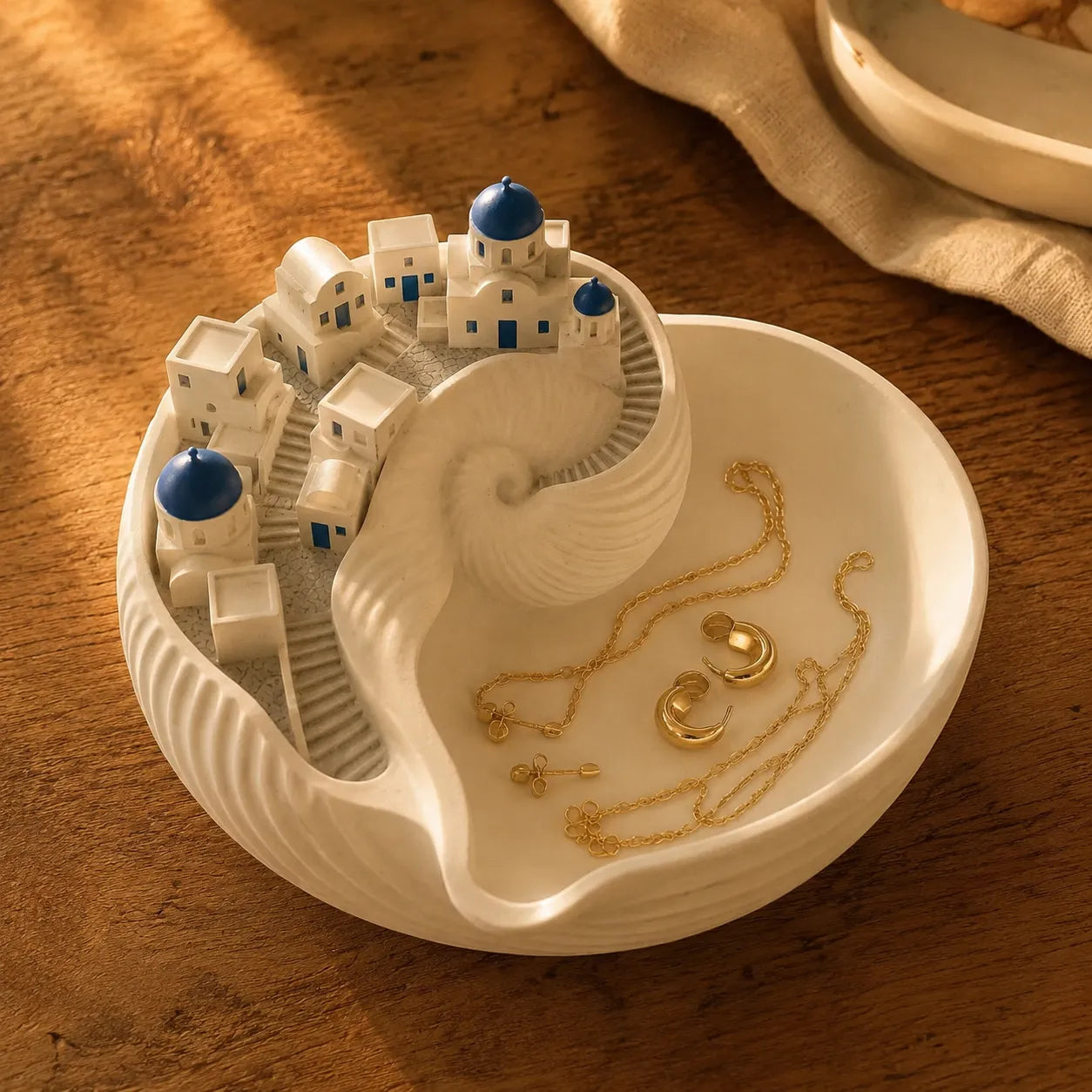 Cycladia – Santorini Sculpted Catch-All Bowl for Entryway Keys