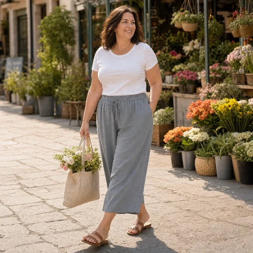 Calmara – Cropped Wide-Leg Drawstring Pants