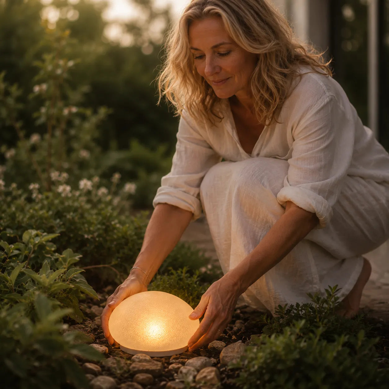 Lumora – Solar Garden Stone Light, Warm Glow, Weatherproof Outdoor Decor