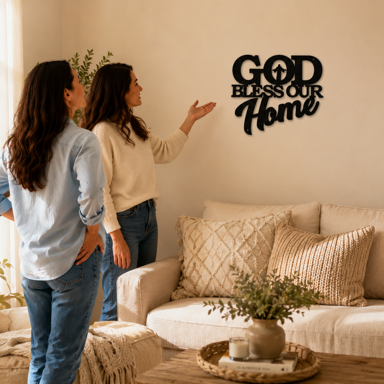 Hearthwell – Black Metal Wall Sign, Faith & Home Decor Art