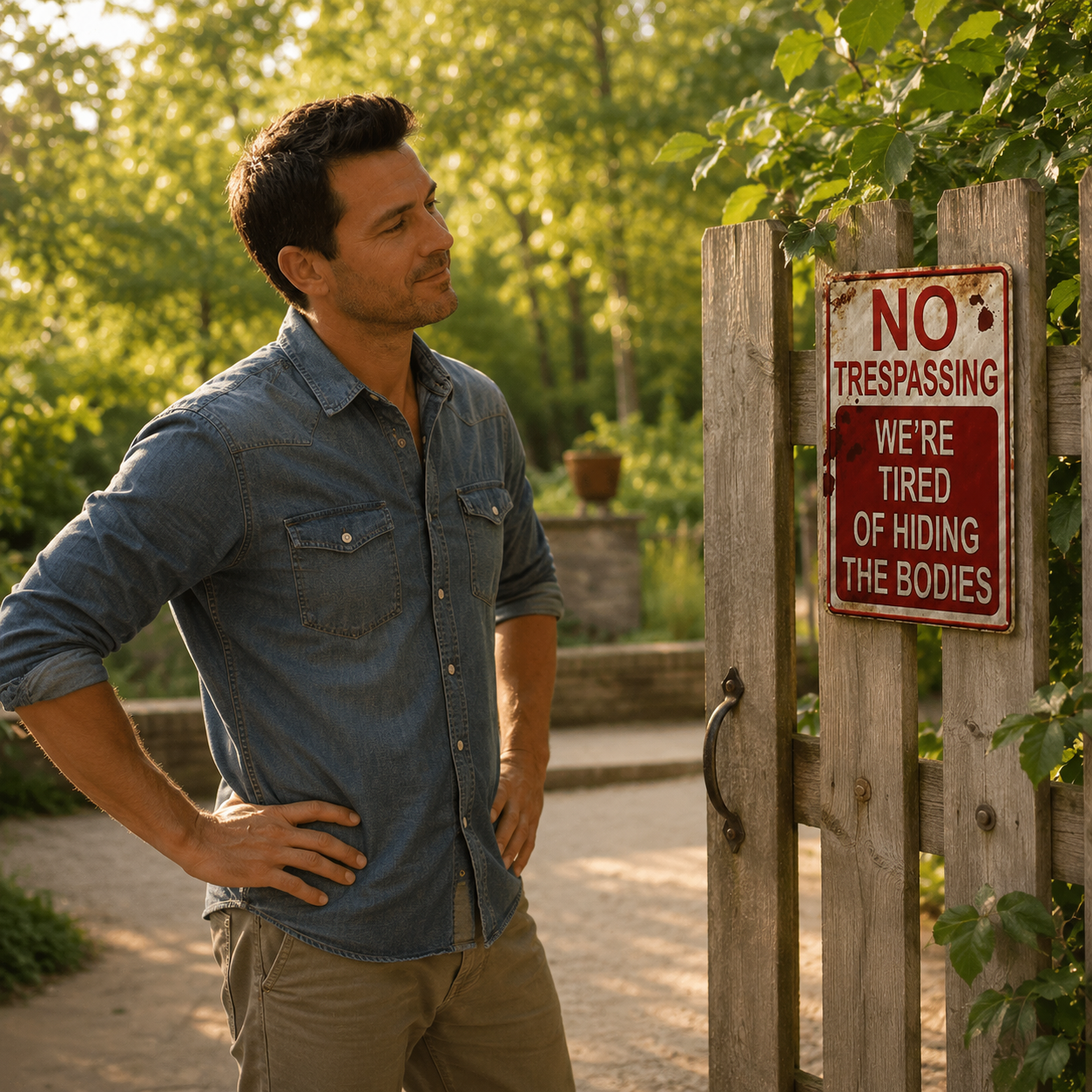 Hollerwood – Rustic No Trespassing Tin Sign for Porch Garage Garden