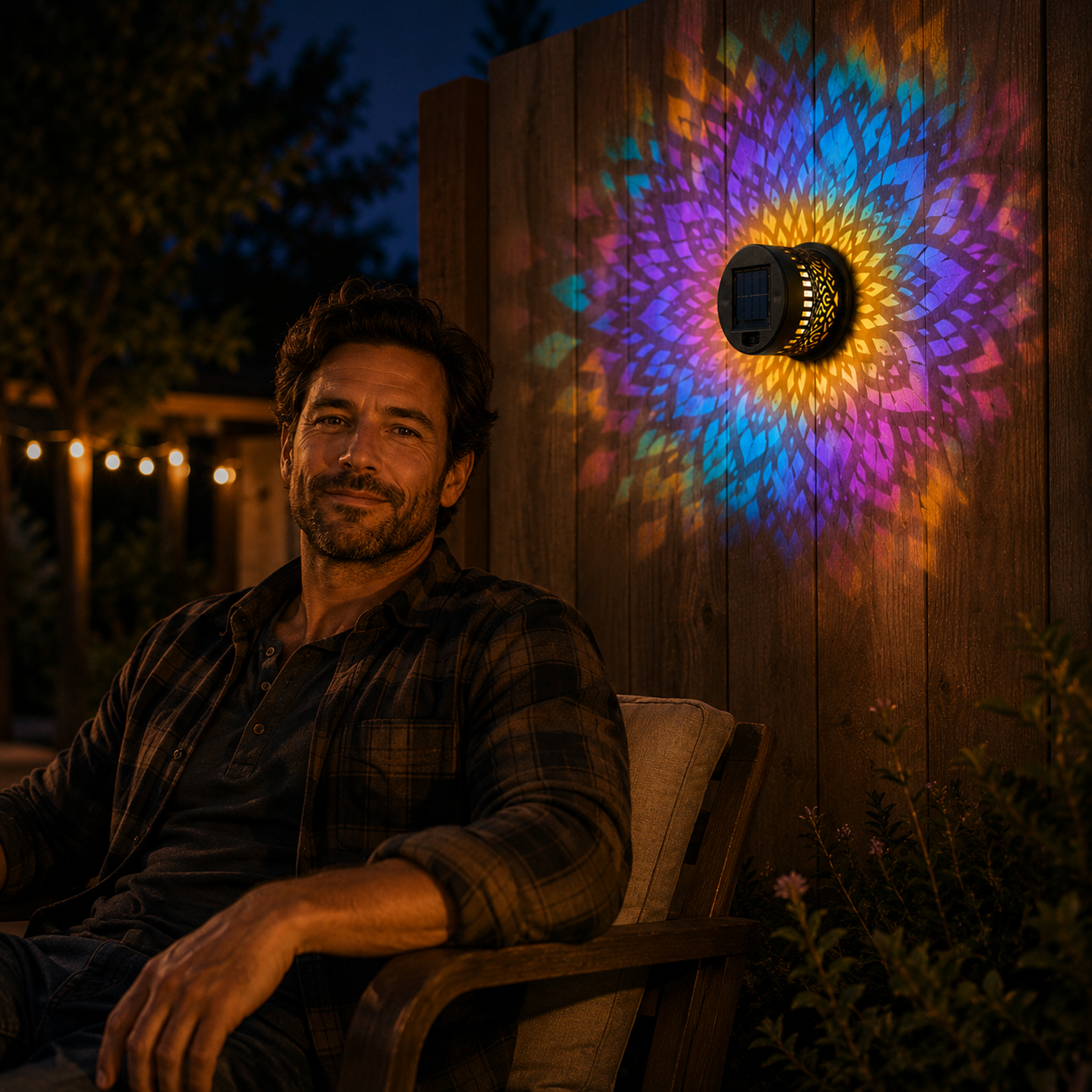 Lumara – Solar Mandala Wall Light Outdoor Garden Fence Projector