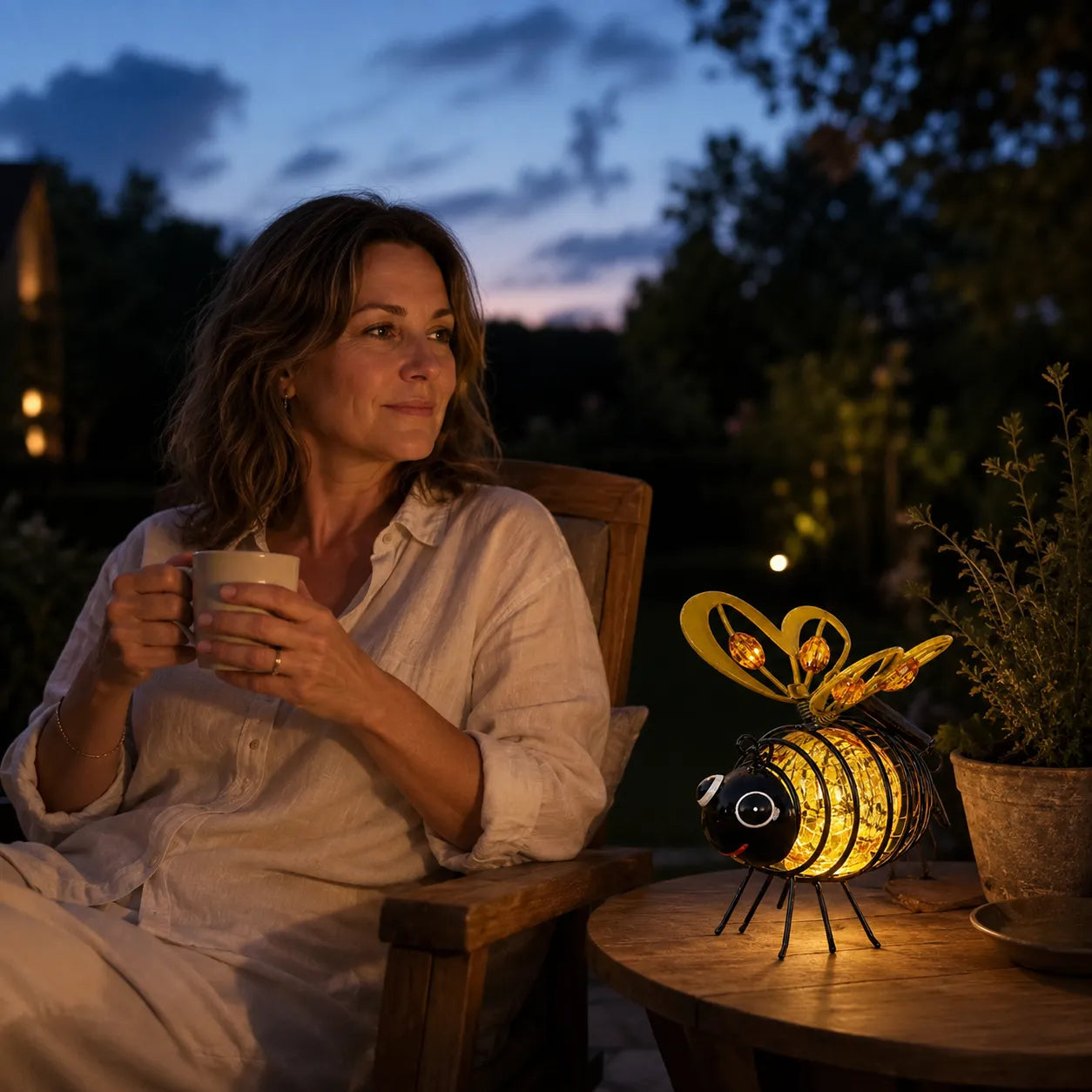 Honeyglow – Solar Bee Garden Light with Amber Glow, Weatherproof Hanging Yard Decor