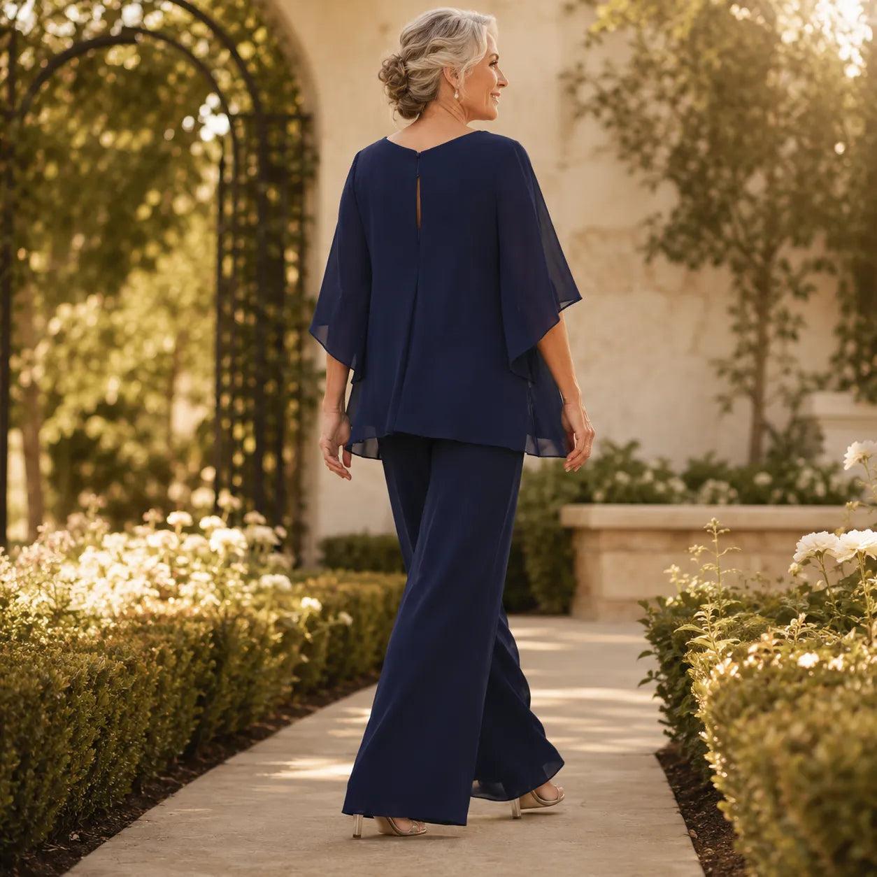 Elowen – Layered Chiffon-like Wedding Guest Pant Set for Women