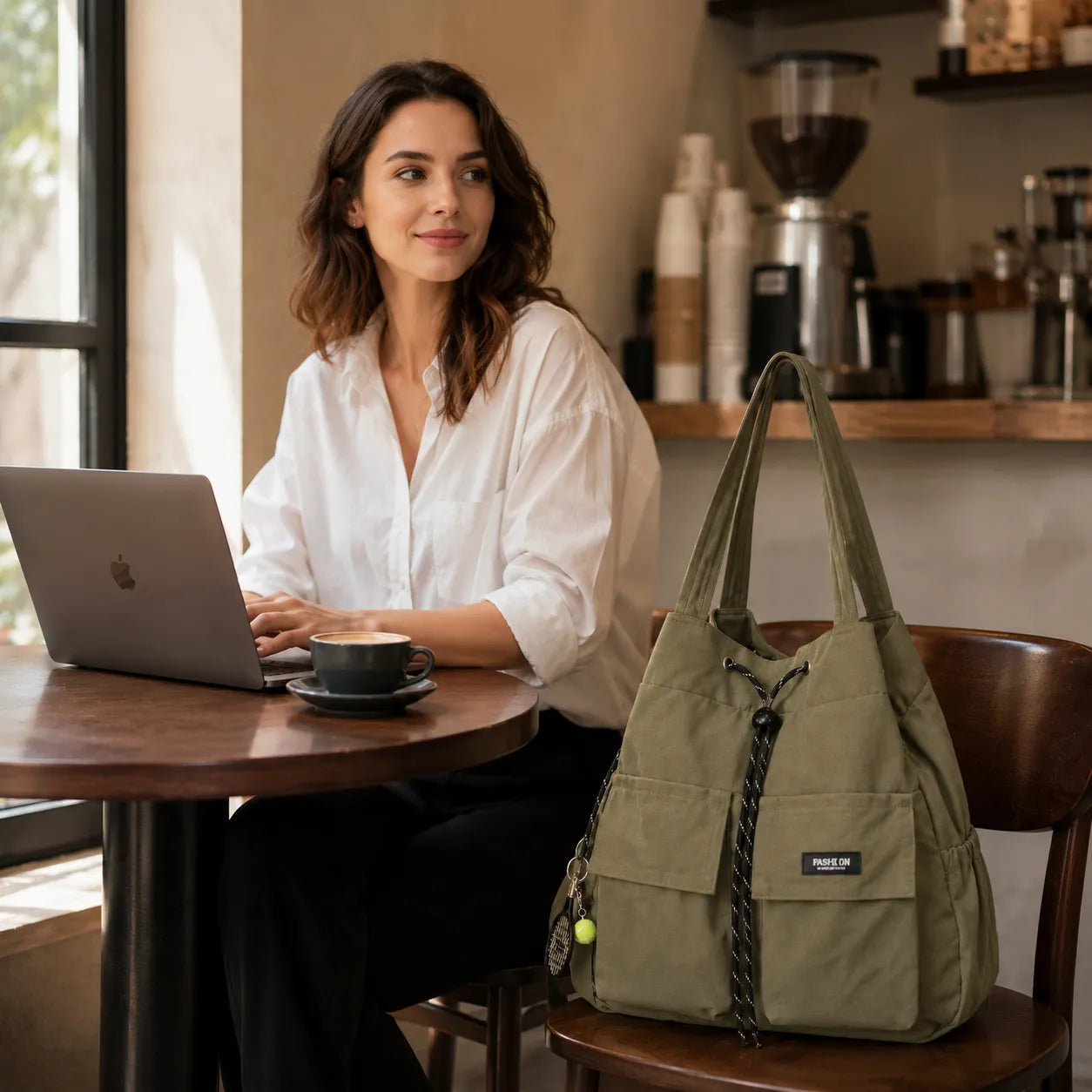 Carryall – Convertible Drawstring Canvas Tote Backpack with Cargo Pockets