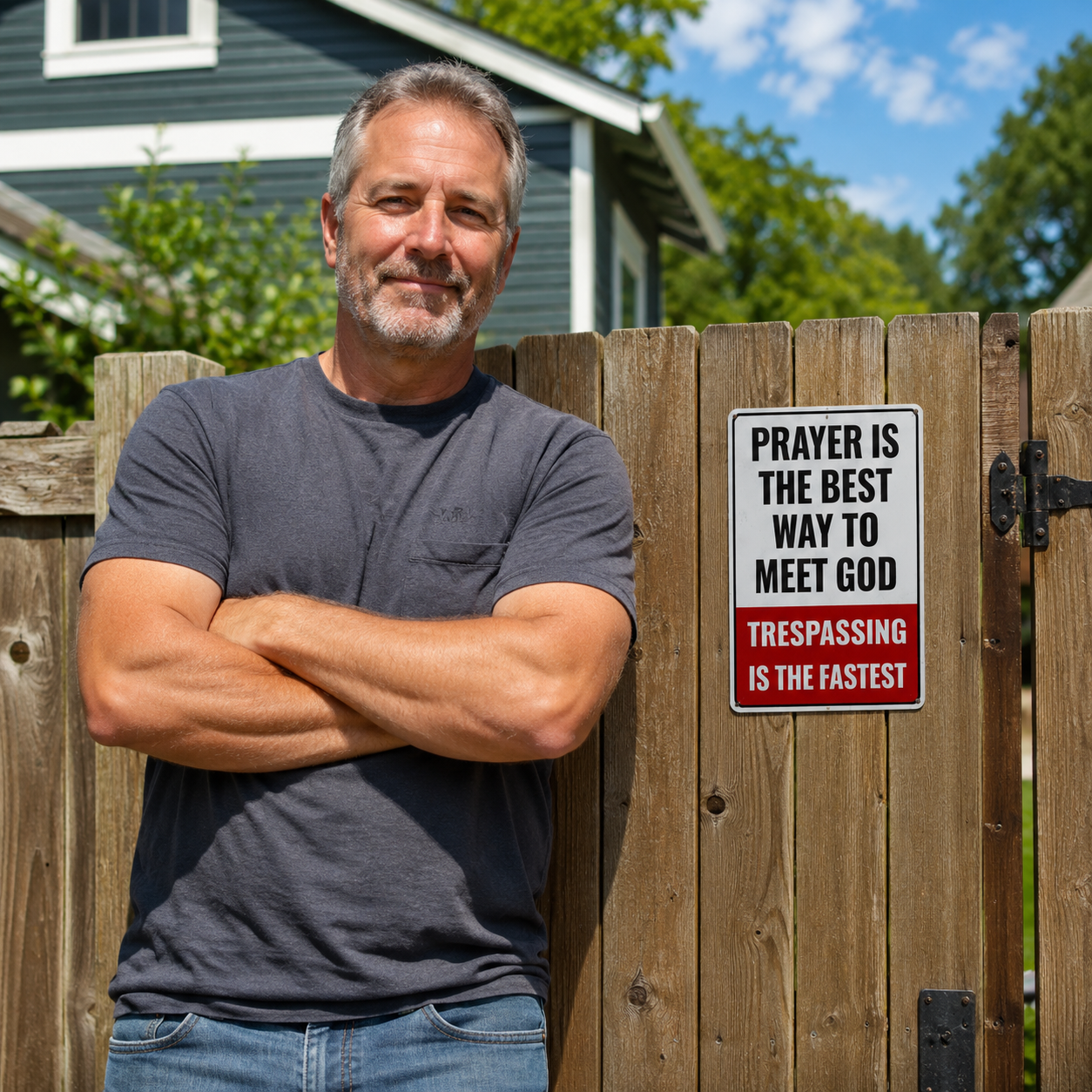 HolyGate – Funny Metal Warning Sign for Fence, Gate, Garage