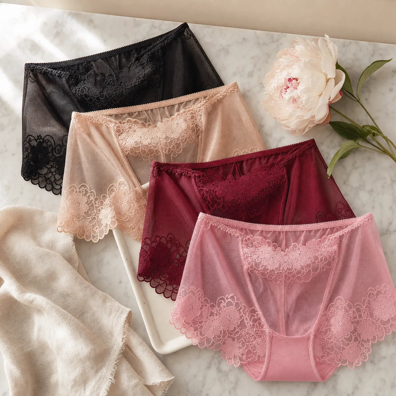 Lumeris – High-Waisted Lace Panties for Women, Smoothing Tummy Control, Seamless Comfort