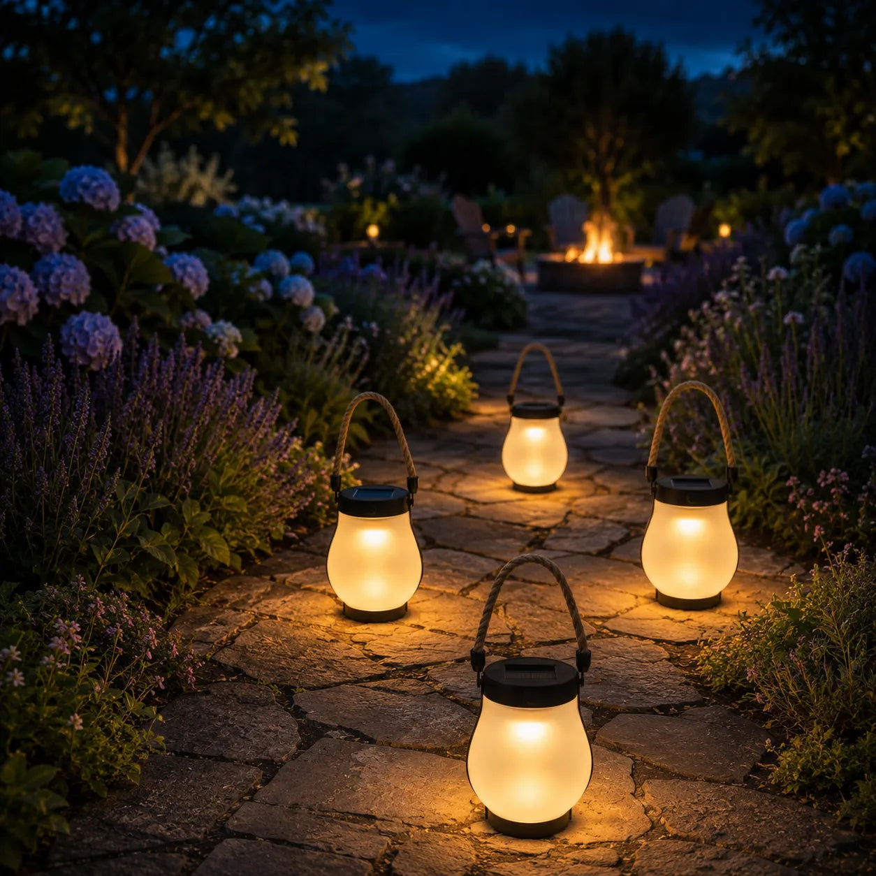 Lumvera – Nordic Solar Lantern with Flame Effect and Rope Handle
