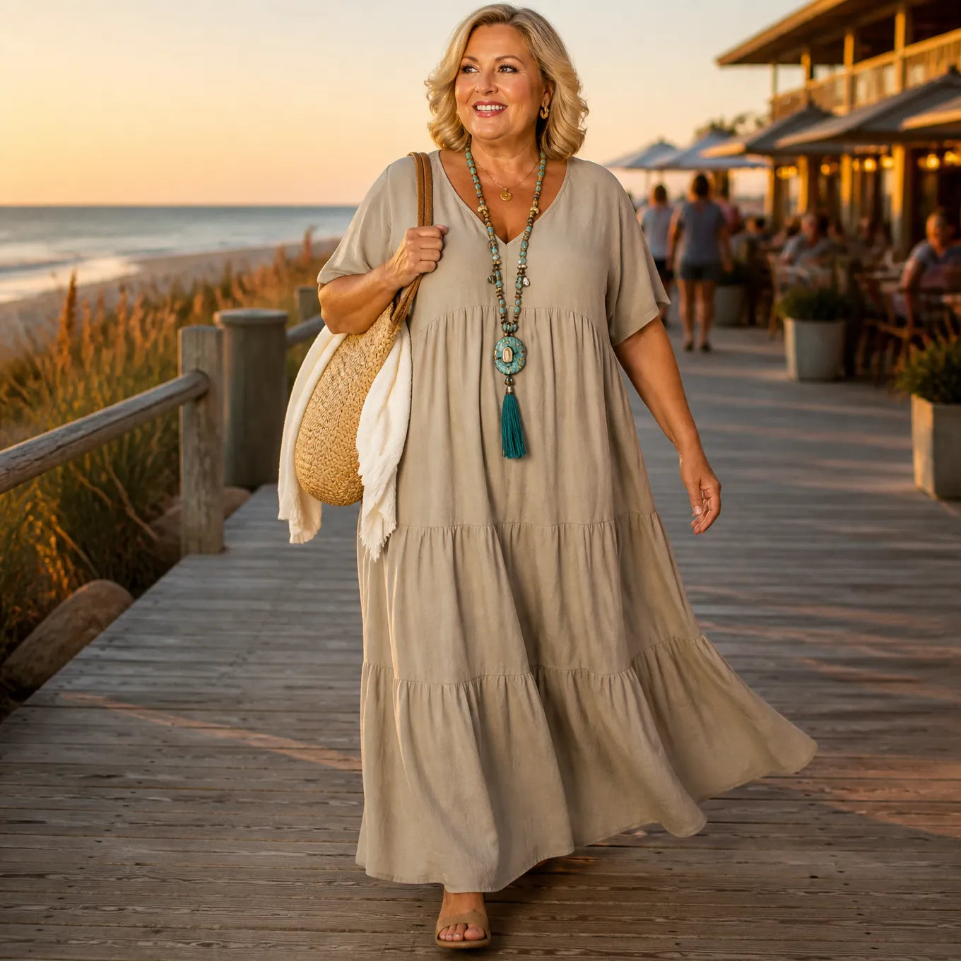 Florelle – Flowy Tiered V-Neck Maxi Dress for Women