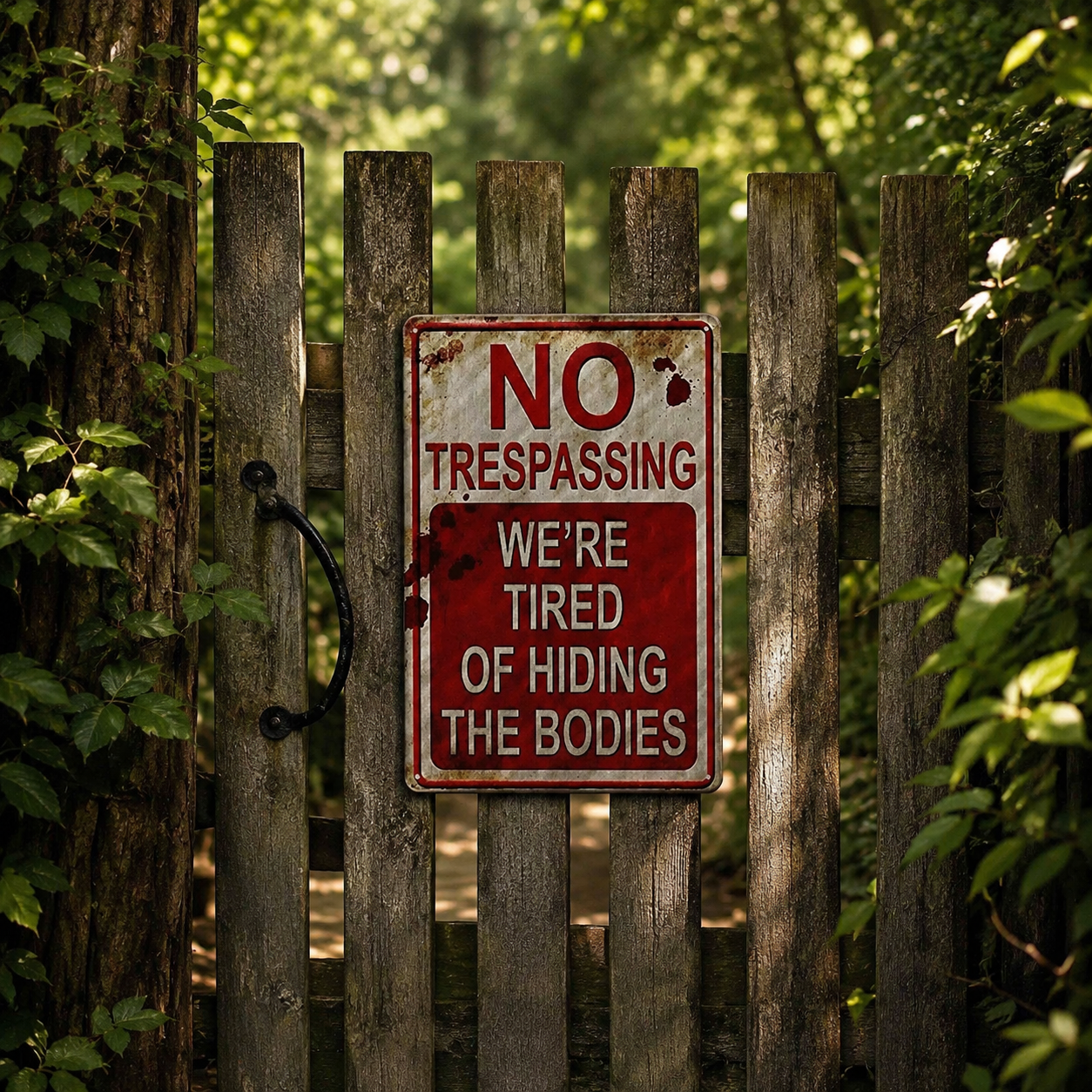Hollerwood – Rustic No Trespassing Tin Sign for Porch Garage Garden