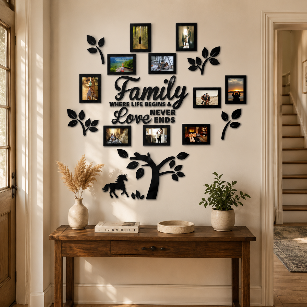 Halena – 3D Acrylic Family Tree Wall Decor with 11 Photo Frames