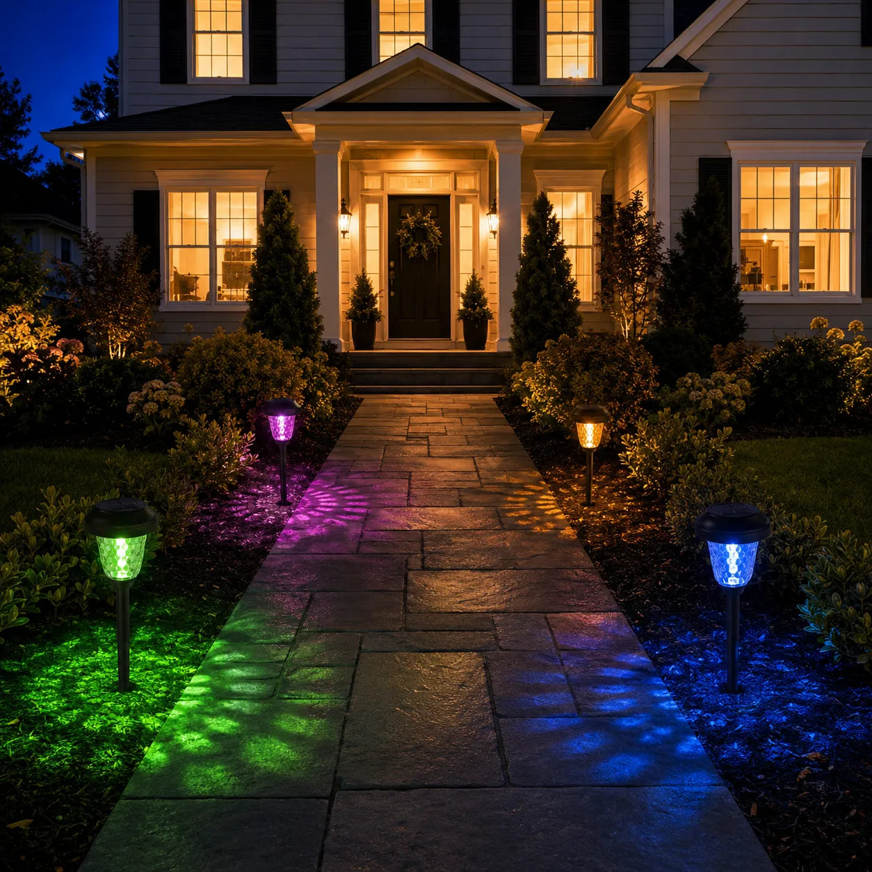 Lumora – Solar Pathway Lights with Color Firework Projection, Waterproof Outdoor Garden Stake Lights