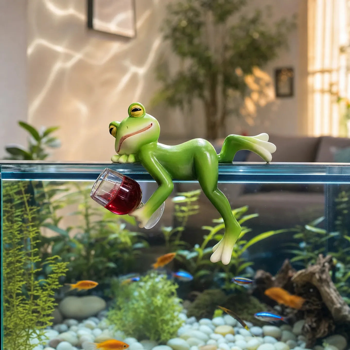 Hopsley - Wine Frog Plant Pot Ornament, Painted Weatherproof Decor