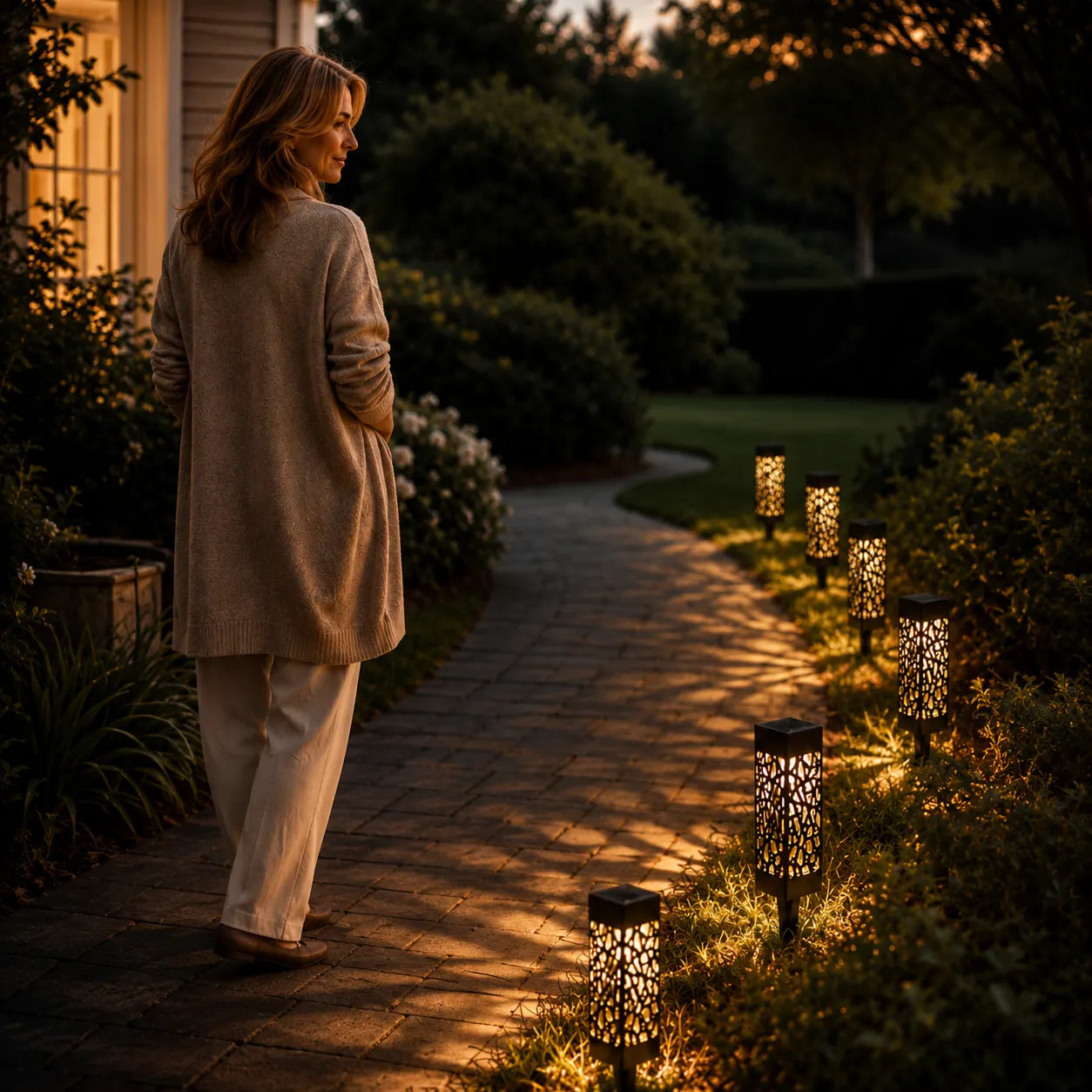 Glenmore – Solar Pathway Stake Lights with Mosaic Shadow Pattern (8-Pack)