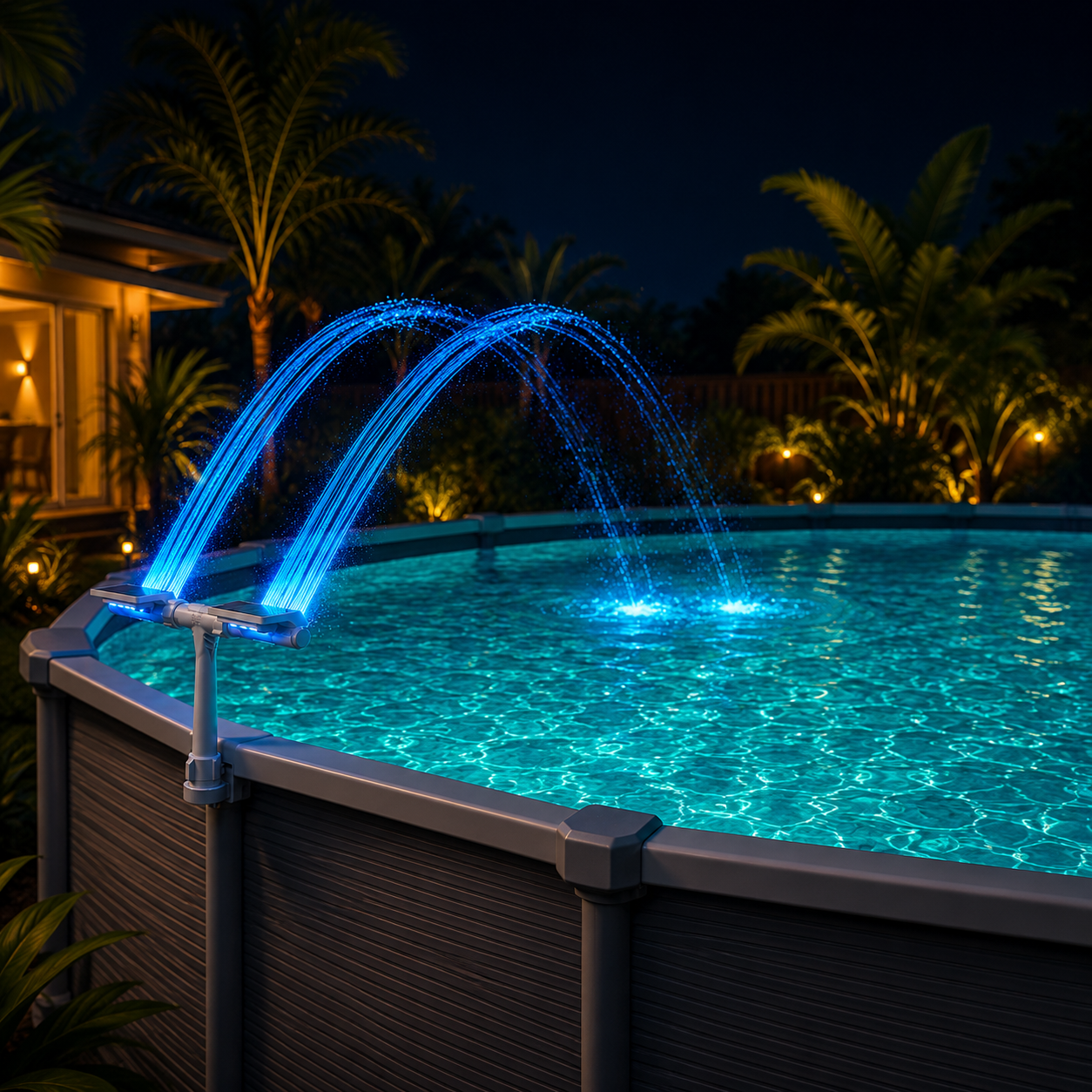 Lumiflow – Solar Pool Fountain with RGB Color Lights and Dual Spray