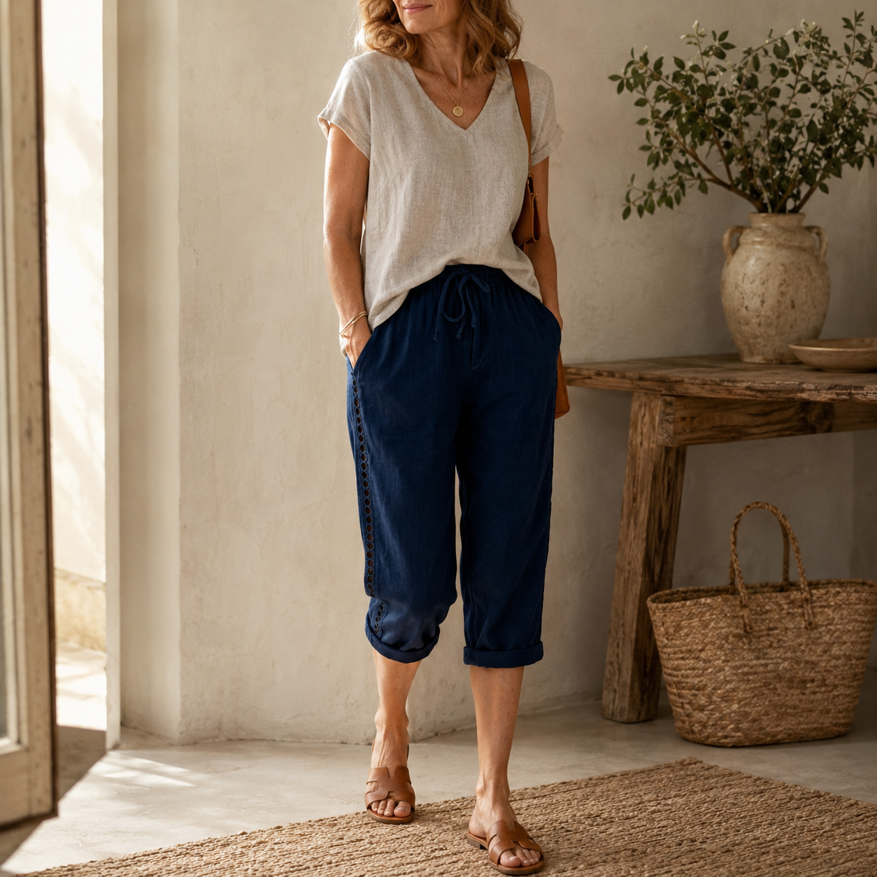 Lunava – Lace-Side Capri Pants for Women