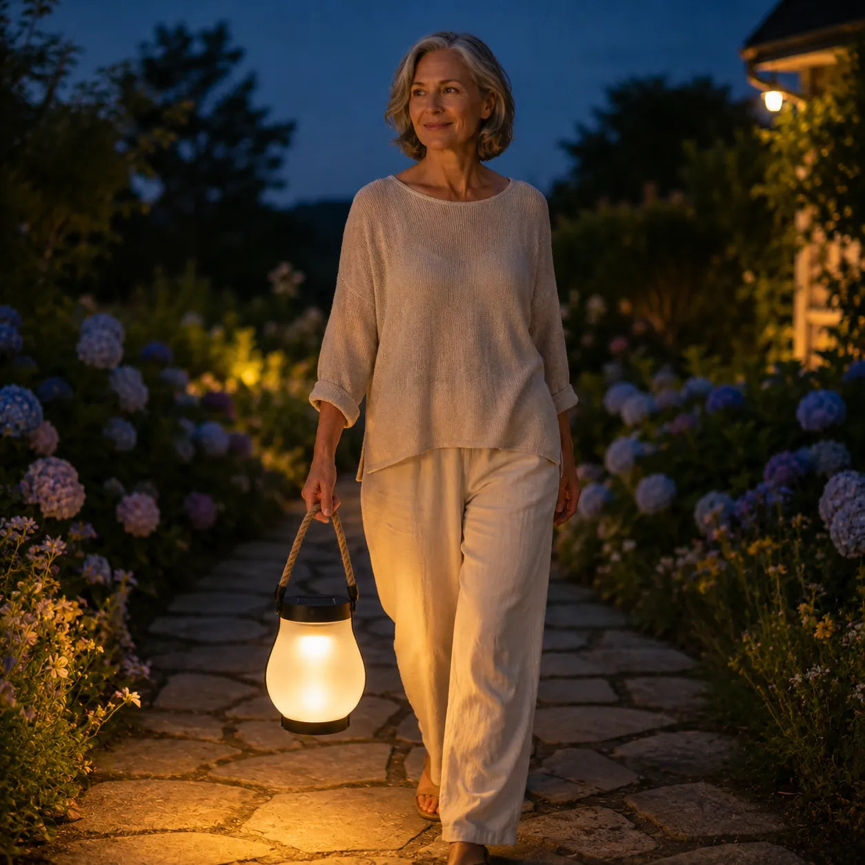 Lumvera – Nordic Solar Lantern with Flame Effect and Rope Handle