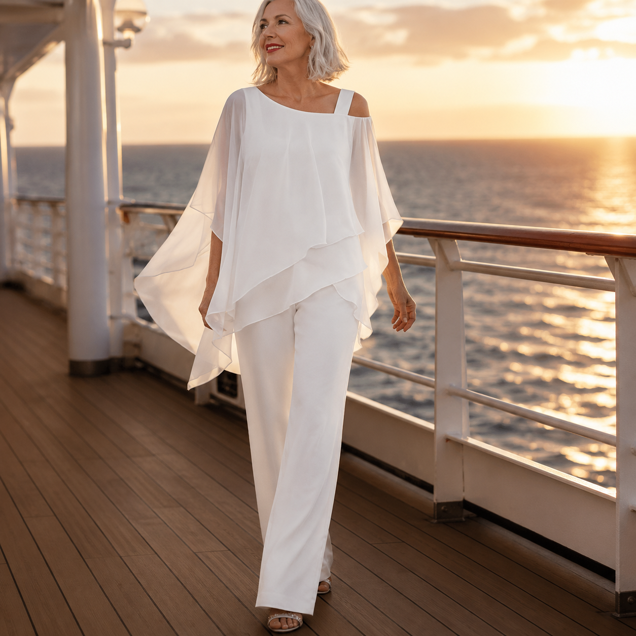 Elorvia – Overlay Wide Leg Pantsuit Set for Women