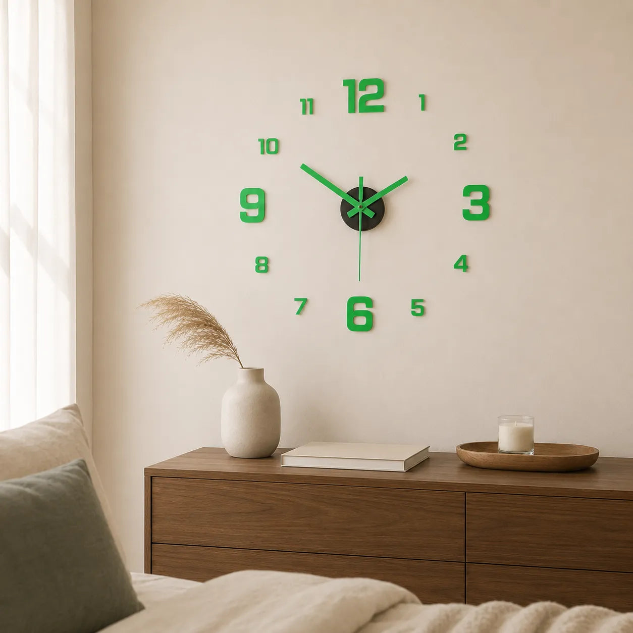 Halovana – Glow-in-the-Dark DIY Wall Clock, Frameless 3D Modern Home Decor