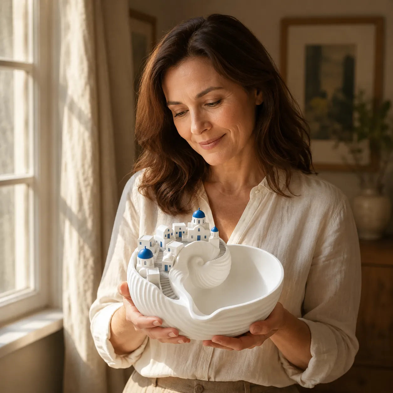 Cycladia – Santorini Sculpted Catch-All Bowl for Entryway Keys