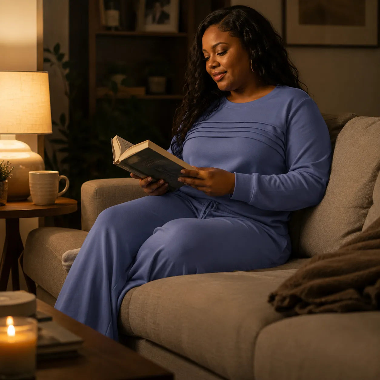 Lounara – Soft-Stretch Lounge Set with Wide-Leg Pants and Pockets
