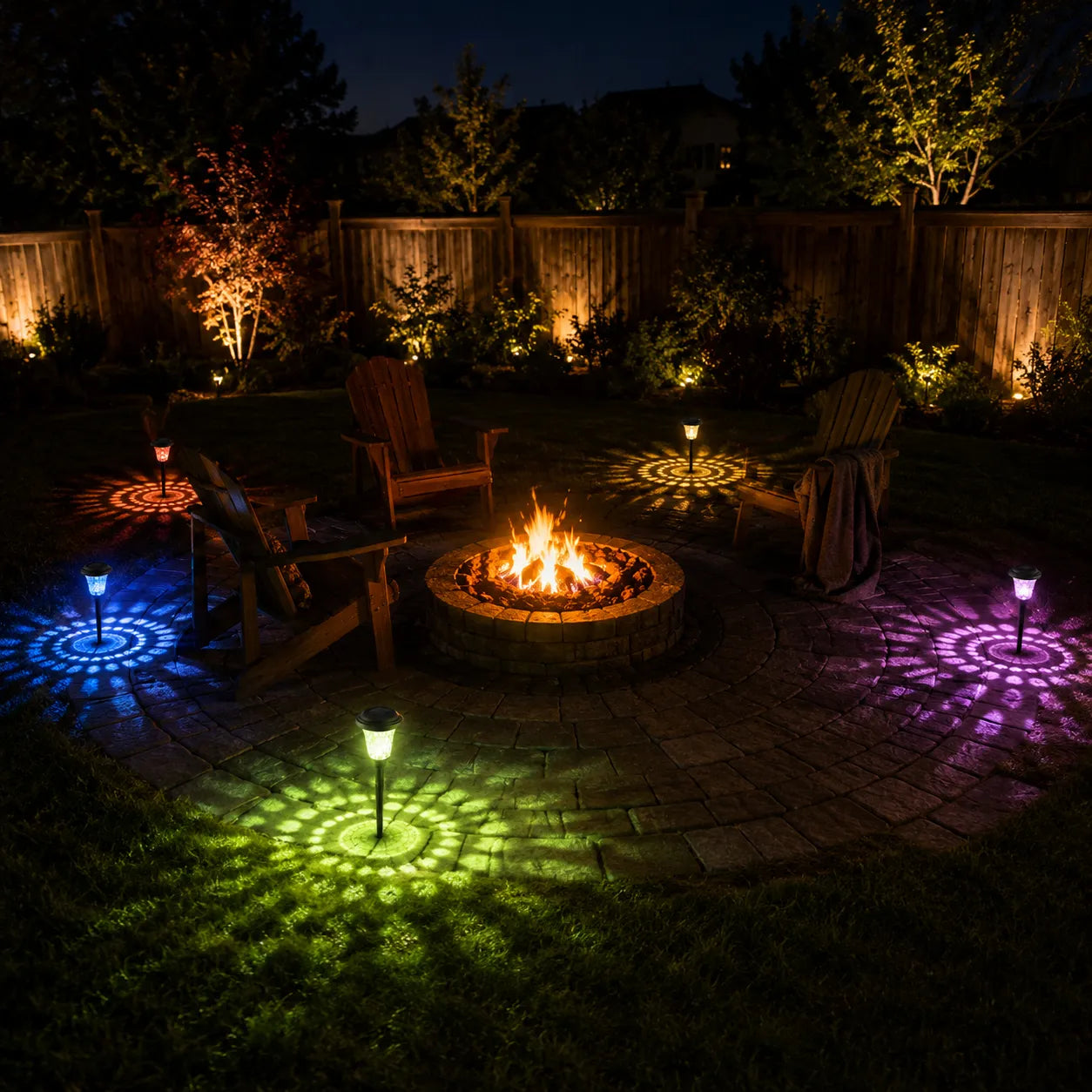 Lumora – Solar Pathway Lights with Color Firework Projection, Waterproof Outdoor Garden Stake Lights