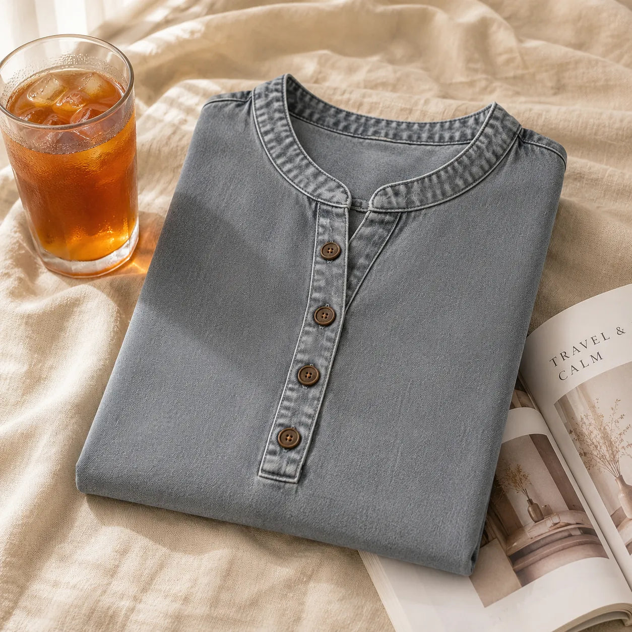 Avelyn – Henley Tunic Top with Side Buttons for Women
