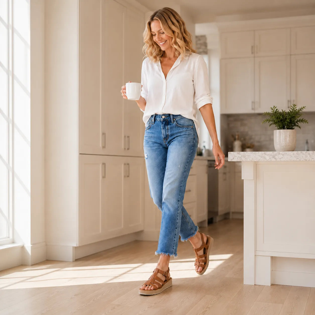 Denara – Soft Stretch Distressed Cropped Jeans for Women