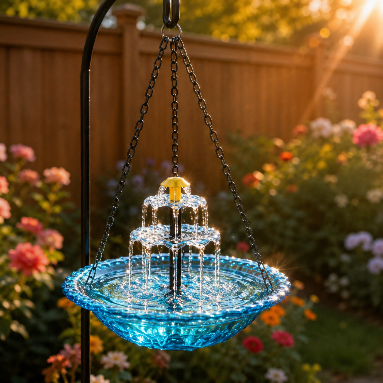 Avelora – Solar Hanging Bird Bath Fountain with Two-Tier Cascade
