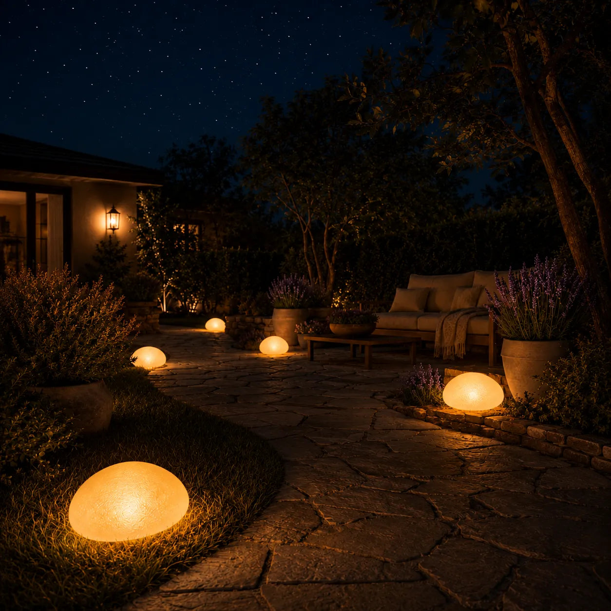 Lumora – Solar Garden Stone Light, Warm Glow, Weatherproof Outdoor Decor