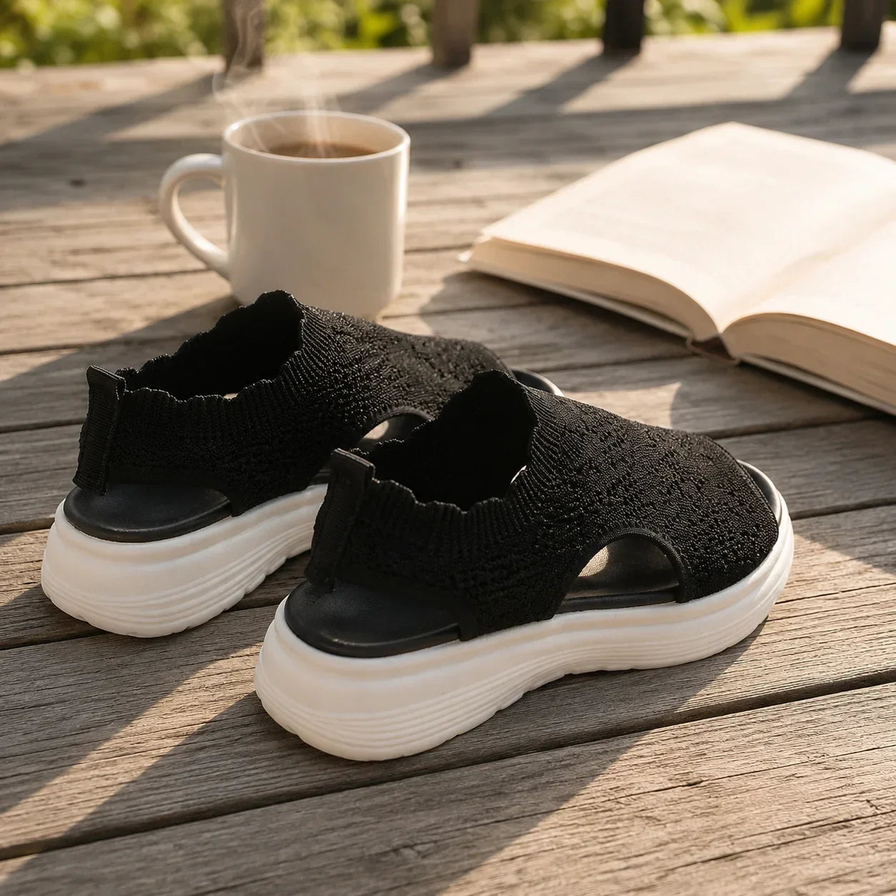 Aurelle – Knit Platform Sandals with Cushioned Sole and Slingback