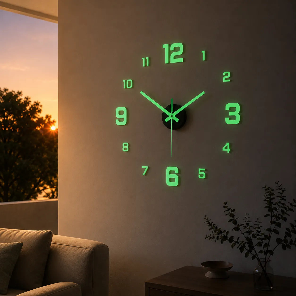 Halovana – Glow-in-the-Dark DIY Wall Clock, Frameless 3D Modern Home Decor