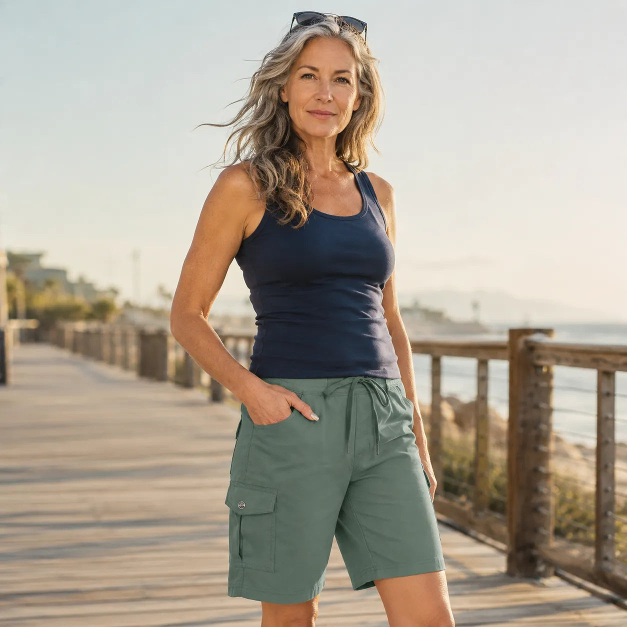 Brevelle – Quick-Dry Cargo Shorts for Women with 6 Pockets and Drawstring Waist