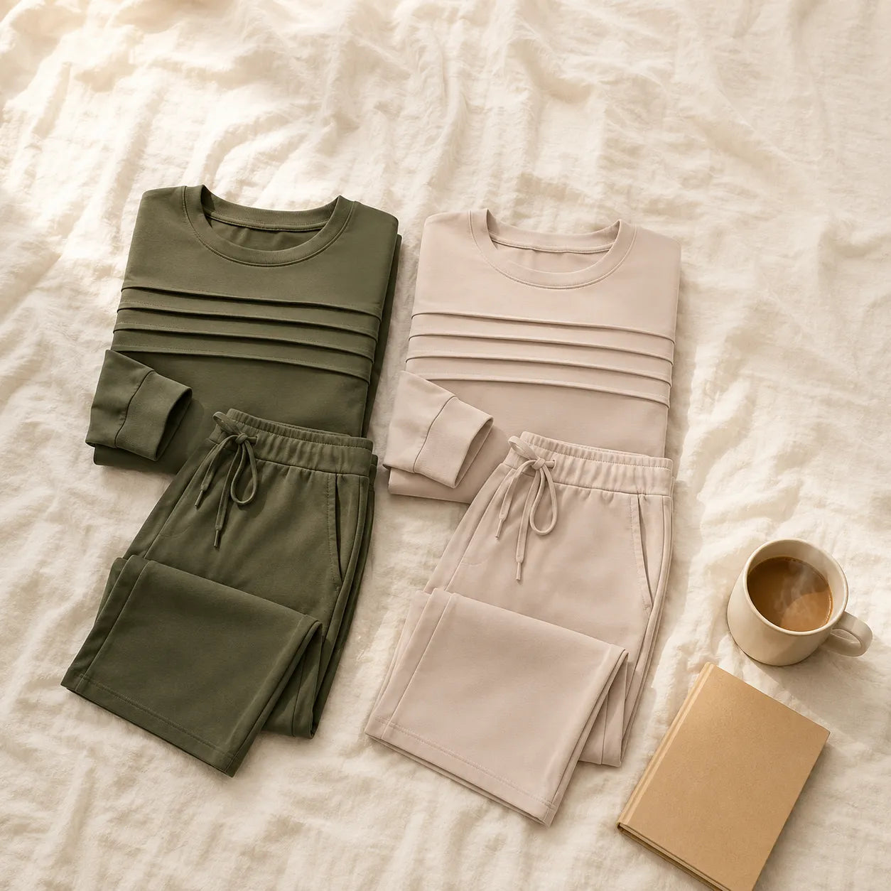 Lounara – Soft-Stretch Lounge Set with Wide-Leg Pants and Pockets