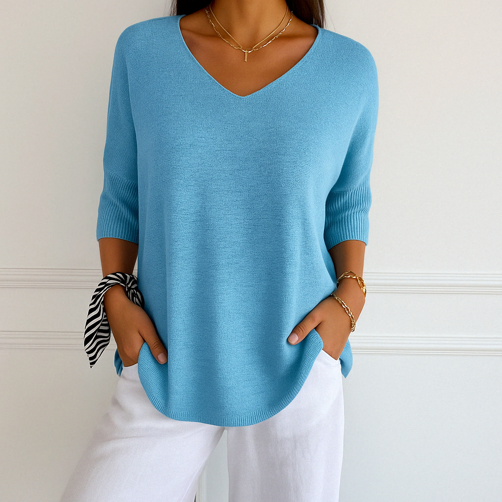 Clara | Women V Neck Short Sleeve Sweater