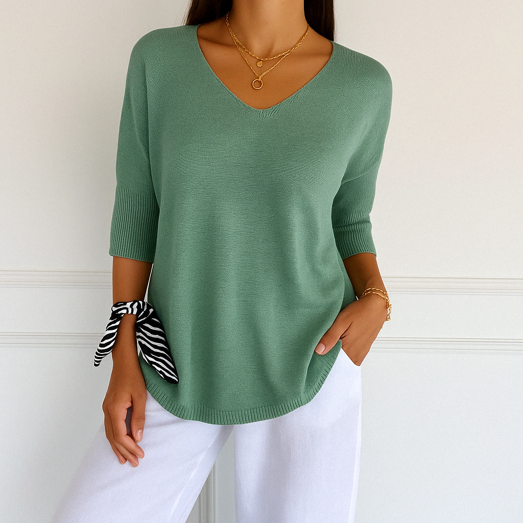 Clara | Women V Neck Short Sleeve Sweater