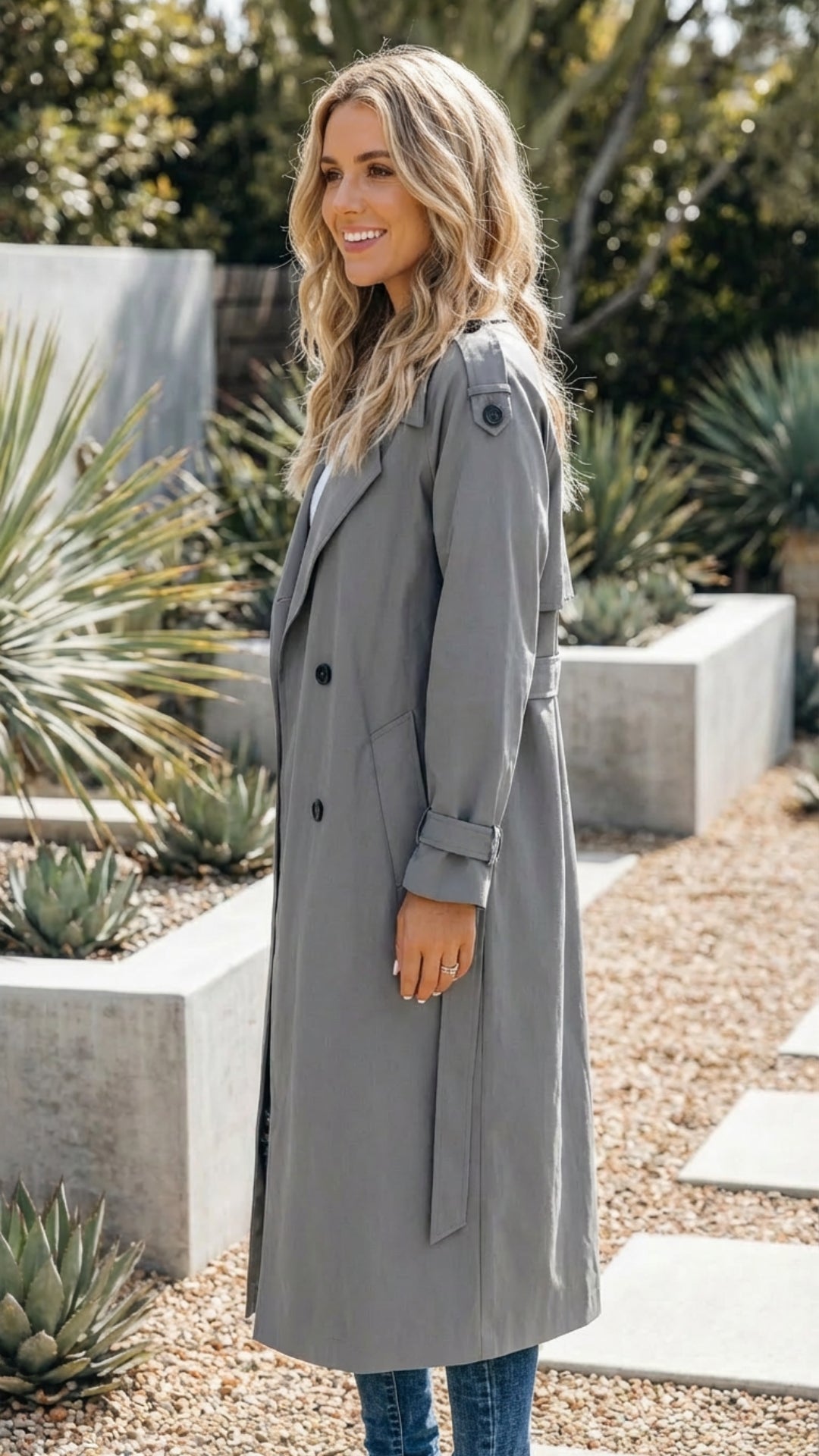 Women’s Double-Breasted Long Trench Coat