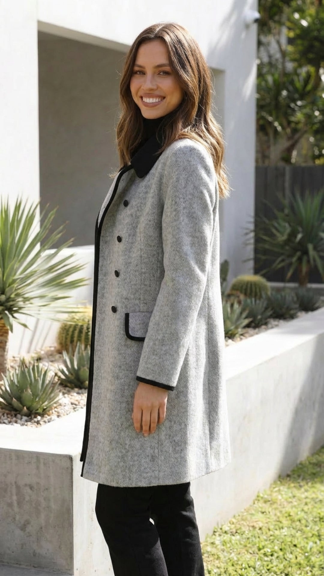 Women's Double Breasted Tailored Long Coat