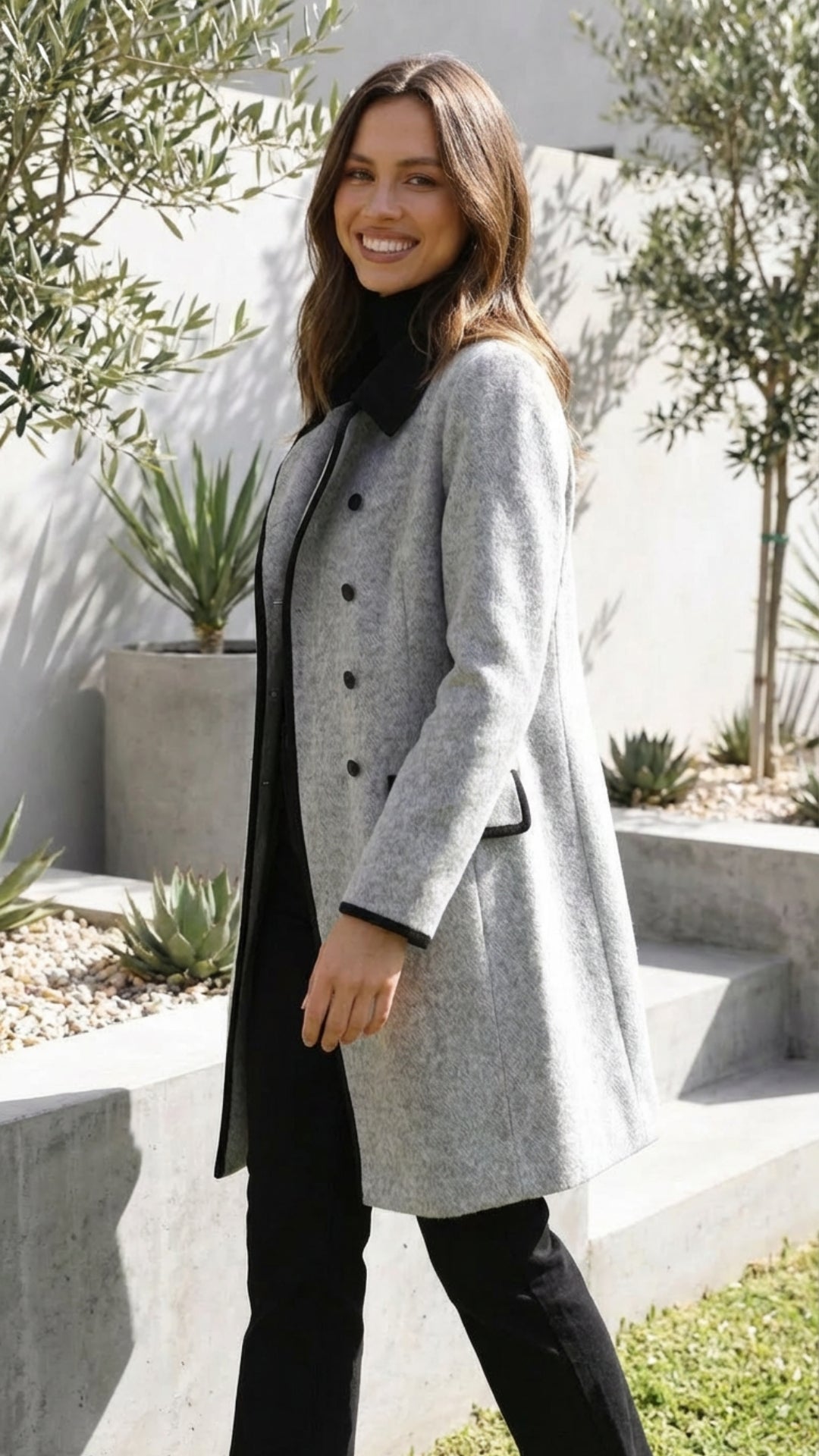 Women's Double Breasted Tailored Long Coat