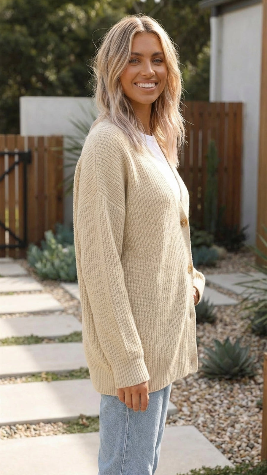 Women's Long Button Up Knit Cardigan
