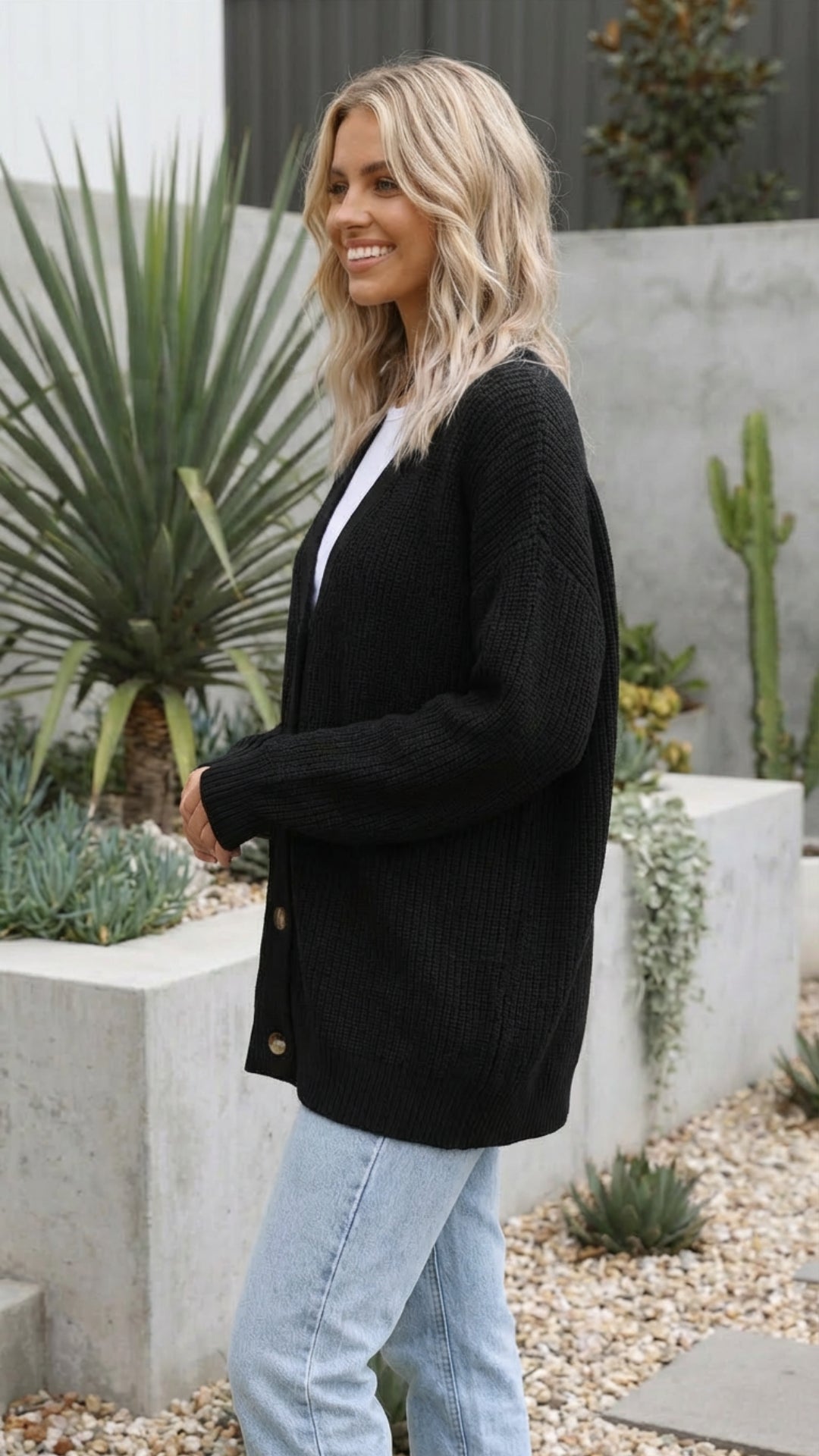 Women's Long Button Up Knit Cardigan