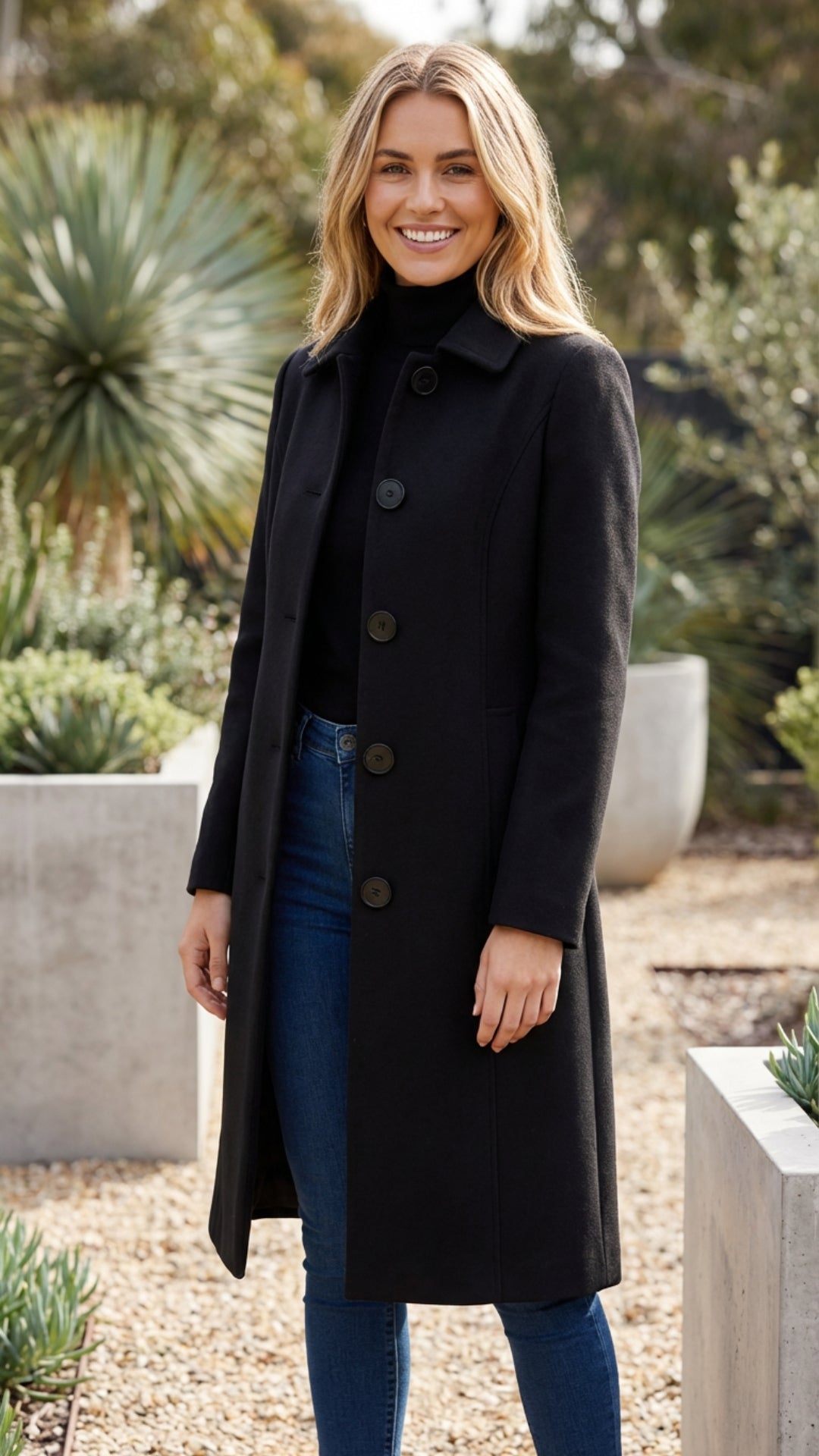 Women's Long Single Breasted Trench Coat
