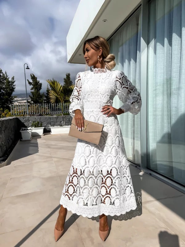 Luna™ – Celestial Harmony Lace Midi Dress