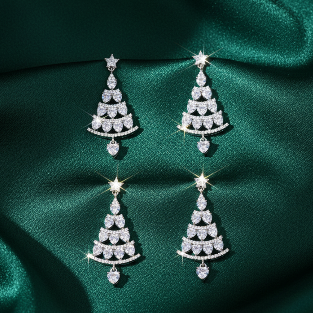 Lunarelle – Sparkling Christmas Tree Earrings, 1+1 Free